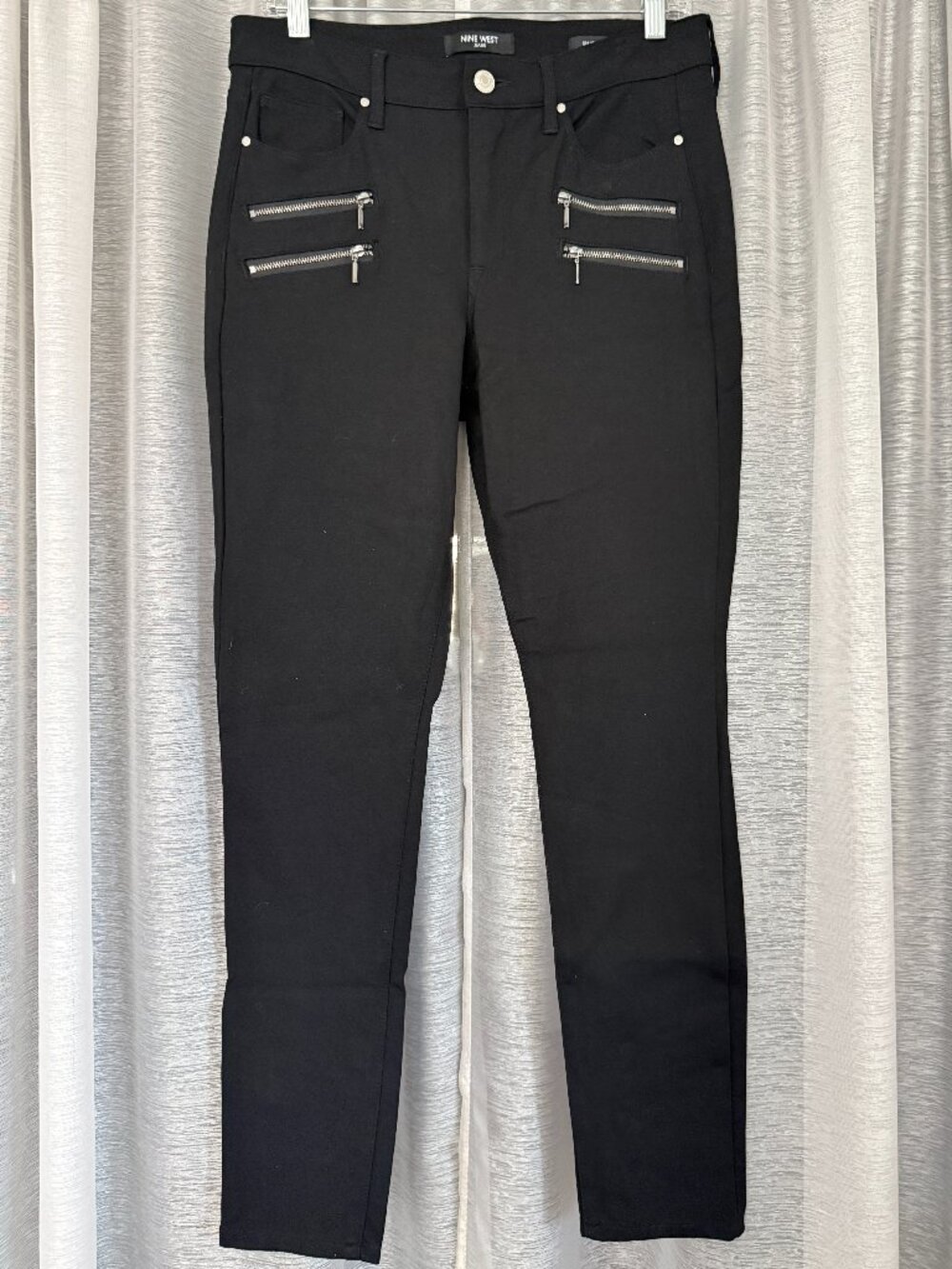 NINE WEST JEANS | Gramercy Skinny Pants | Double Zippers | Black | Size 10